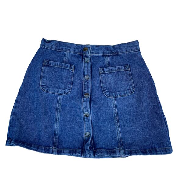 Y2K Urban Outfitters Retro 90's BDG A Line Button Down Denim Mini Skirt Med - Picture 1 of 5